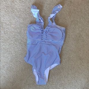Blue and White Striped One Piece